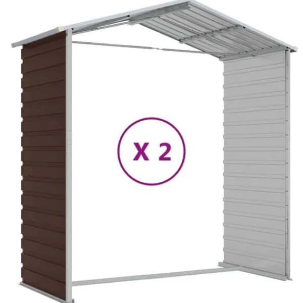 Discount Trädgårdsskjul i galvaniserat stål - Förvaringslösning för verktyg | Färg: Brun | Storlek: 191x215x198 cm Skjul, Garage & Carports