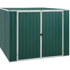 Trädgårdsskjul i galvaniserat stål - Förvaring för trädgårdsredskap | Färg: Grön | Storlek: 195x198x159 cm
