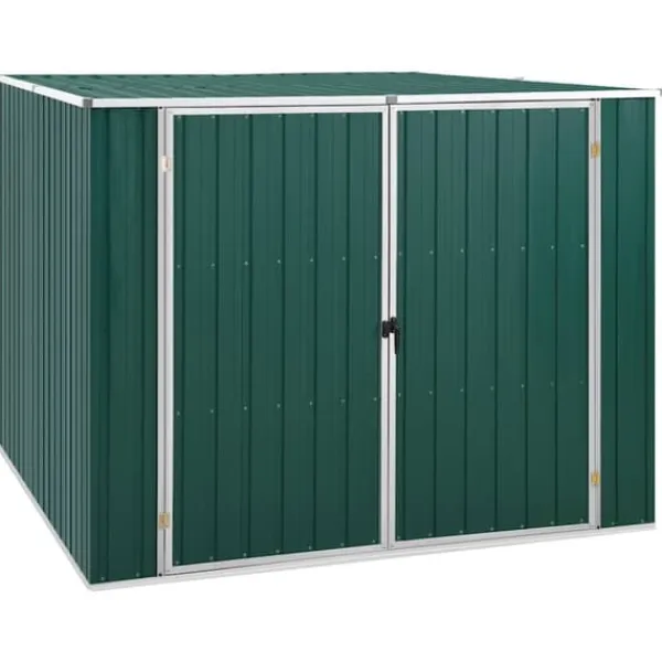 Trädgårdsskjul i galvaniserat stål - Förvaring för trädgårdsredskap | Färg: Grön | Storlek: 195x198x159 cm