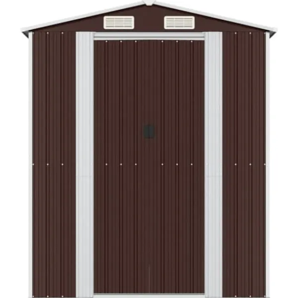Trädgårdsskjul i mörkbrun galvaniserat stål - Förvaring för redskap | Storlek: 192x772x223 cm | Färg: Mörkbrun