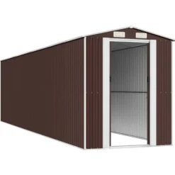 Trädgårdsskjul i mörkbrun galvaniserat stål - Förvaring för redskap | Storlek: 192x772x223 cm | Färg: Mörkbrun