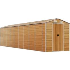 vidaXL Trädgårdsskjul ljusbrun 191x810x198 cm galvaniserat stål
