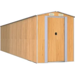 Hot Trädgårdsskjul ljusbrun 192x772x223 cm galvaniserat stål Skjul, Garage & Carports