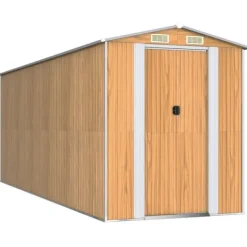 Discount Trädgårdsskjul ljusbrun 192x523x223 cm galvaniserat stål Skjul, Garage & Carports