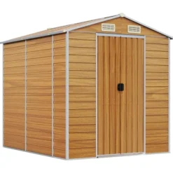 Sale Trädgårdsskjul ljusbrun 191x215x198 cm galvaniserat stål Skjul, Garage & Carports