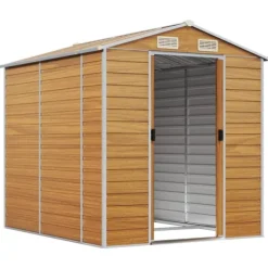Sale Trädgårdsskjul ljusbrun 191x215x198 cm galvaniserat stål Skjul, Garage & Carports