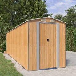 vidaXL Trädgårdsskjul ljusbrun 192x689x223 cm galvaniserat stål
