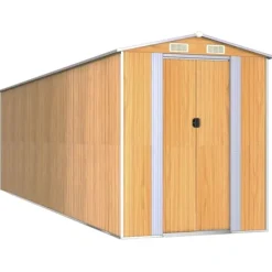 vidaXL Trädgårdsskjul ljusbrun 192x689x223 cm galvaniserat stål