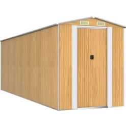 vidaXL Trädgårdsskjul ljusbrun 192x606x223 cm galvaniserat stål