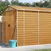 Online Trädgårdsskjul ljusbrun 191x725x198 cm galvaniserat stål Skjul, Garage & Carports
