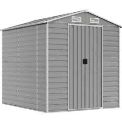 Online Trädgårdsskjul ljusgrå 191x215x198 cm galvaniserat stål Skjul, Garage & Carports