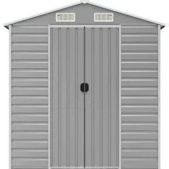 Online Trädgårdsskjul ljusgrå 191x215x198 cm galvaniserat stål Skjul, Garage & Carports