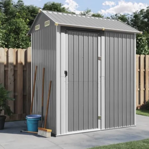Best Trädgårdsskjul ljusgrå 192x152,5x237 cm galvaniserat stål Skjul, Garage & Carports
