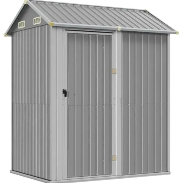 Best Trädgårdsskjul ljusgrå 192x152,5x237 cm galvaniserat stål Skjul, Garage & Carports