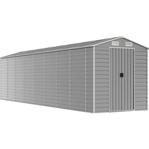 Outlet Trädgårdsskjul ljusgrå 191x810x198 cm galvaniserat stål Skjul, Garage & Carports
