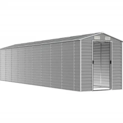 Outlet Trädgårdsskjul ljusgrå 191x810x198 cm galvaniserat stål Skjul, Garage & Carports