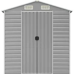 Outlet Trädgårdsskjul ljusgrå 191x810x198 cm galvaniserat stål Skjul, Garage & Carports