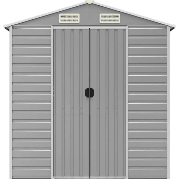 Outlet Trädgårdsskjul ljusgrå 191x810x198 cm galvaniserat stål Skjul, Garage & Carports