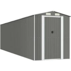 Outlet Trädgårdsskjul ljusgrå 192x772x223cm galvaniserat stål Skjul, Garage & Carports