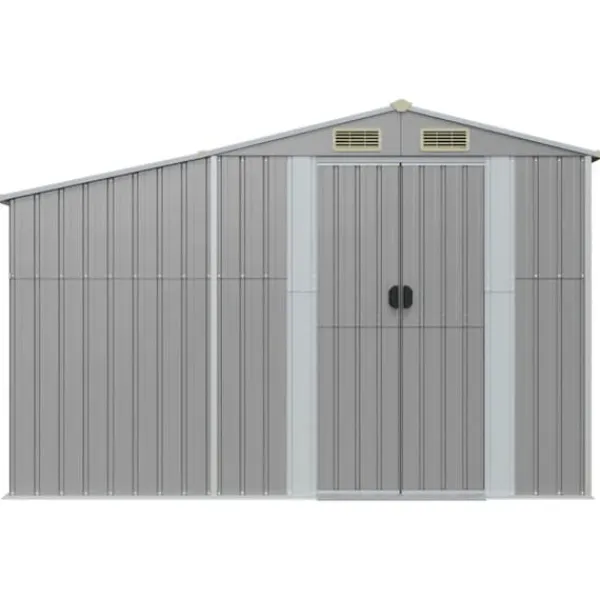 Sale Trädgårdsskjul med ventilering - Robust förvaring i galvaniserat stål | Färg: Grå | Storlek: 277x93x179 cm Skjul, Garage & Carports