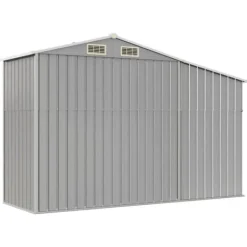 Sale Trädgårdsskjul med ventilering - Robust förvaring i galvaniserat stål | Färg: Grå | Storlek: 277x93x179 cm Skjul, Garage & Carports