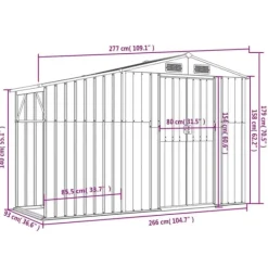 Sale Trädgårdsskjul med ventilering - Robust förvaring i galvaniserat stål | Färg: Grå | Storlek: 277x93x179 cm Skjul, Garage & Carports