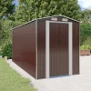 Hot Trädgårdsskjul mörkbrun 192x440x223 cm galvaniserat stål Skjul, Garage & Carports