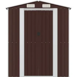 Discount Trädgårdsskjul mörkbrun 192x357x223 cm galvaniserat stål Skjul, Garage & Carports