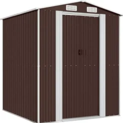 Outlet Trädgårdsskjul mörkbrun 192x191x223 cm galvaniserat stål - Trädgårdsbod - Trädgårdsboder - Home & Living Skjul, Garage & Carports