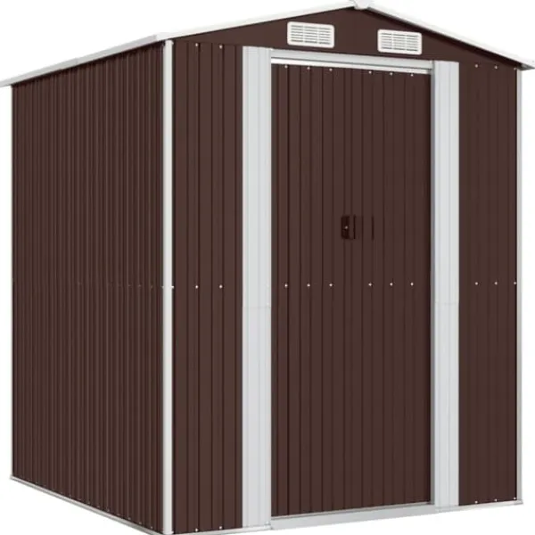Outlet Trädgårdsskjul mörkbrun 192x191x223 cm galvaniserat stål - Trädgårdsbod - Trädgårdsboder - Home & Living Skjul, Garage & Carports