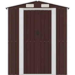 Outlet Trädgårdsskjul mörkbrun 192x191x223 cm galvaniserat stål - Trädgårdsbod - Trädgårdsboder - Home & Living Skjul, Garage & Carports