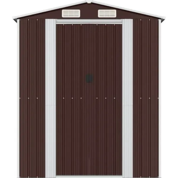 Outlet Trädgårdsskjul mörkbrun 192x191x223 cm galvaniserat stål - Trädgårdsbod - Trädgårdsboder - Home & Living Skjul, Garage & Carports
