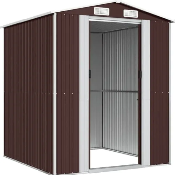 Outlet Trädgårdsskjul mörkbrun 192x191x223 cm galvaniserat stål - Trädgårdsbod - Trädgårdsboder - Home & Living Skjul, Garage & Carports