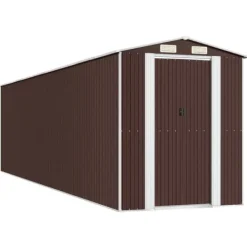 vidaXL Trädgårdsskjul mörkbrun 192x772x223 cm galvaniserat stål