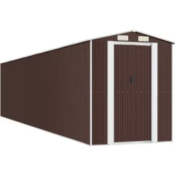 Trädgårdsskjul mörkbrun 192x938x223 cm galvaniserat stål Skjul, Garage & Carports