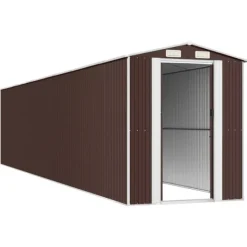 Trädgårdsskjul mörkbrun 192x938x223 cm galvaniserat stål Skjul, Garage & Carports