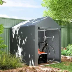 Discount Trädgårdsskjul/lager­tält, robust och vädertåligt, stålram, 1,2×1,8×1,6 m, mörkgrå Skjul, Garage & Carports
