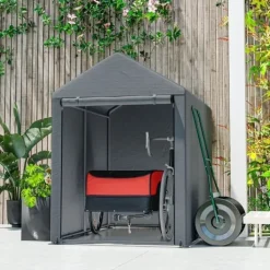 Discount Trädgårdsskjul/lagertält, robust och vädertåligt, stålram, 1,2×1,8×1,6 m, mörkgrå Skjul, Garage & Carports