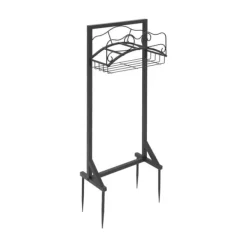 Trädgårdsslanghållare - Fristående slangställ - Järn - Med jordspett - Belastning 22,68 kg - Mått 38×18×86 cm - Totalhöjd 106 cm - Svart