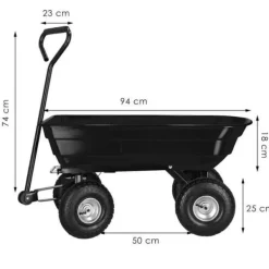 Clearance Trädgårdssläp - Springos® - 75L - 250 kg - 4 hjul - Tipping-funktion Trädgårdsverktyg
