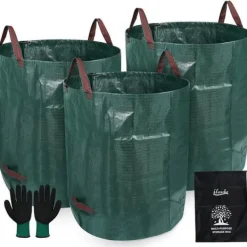Trädgårdssoppsäckar - A365 - 3-pack - 272 L - Robust polypropen - Fällbara och självsamlande