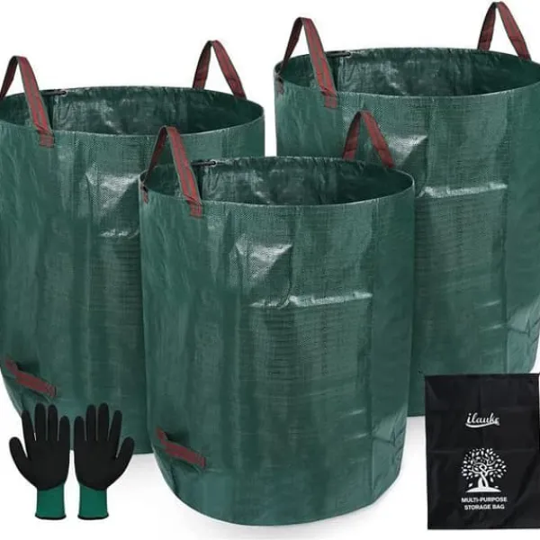 Trädgårdssoppsäckar - A365 - 3-pack - 272 L - Robust polypropen - Fällbara och självsamlande