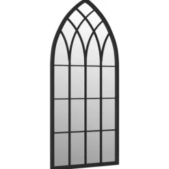New Trädgårdsspegel svart 70x30 cm järn för utomhusbruk Trädgårdsprydnader