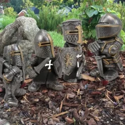 Discount Trädgårdsstaty Riddare Dvärgvakt Rustning Miniatyrriddare Skulptur för Hem Trädgårdsdekor Trädgårdsprydnader