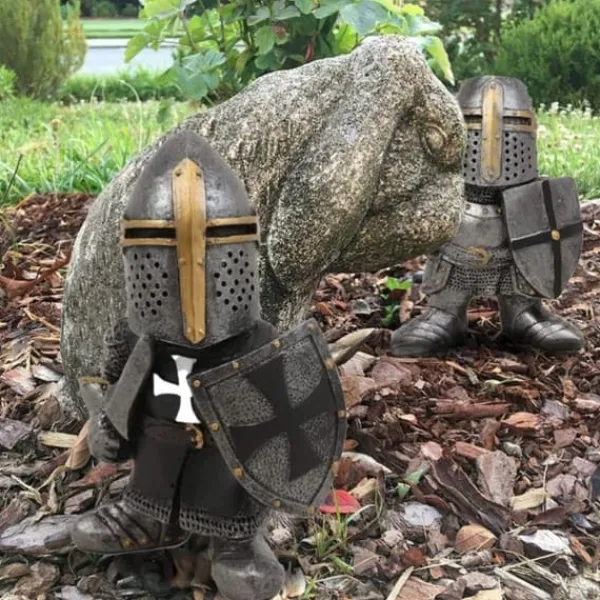 Discount Trädgårdsstaty Riddare Dvärgvakt Rustning Miniatyrriddare Skulptur för Hem Trädgårdsdekor Trädgårdsprydnader