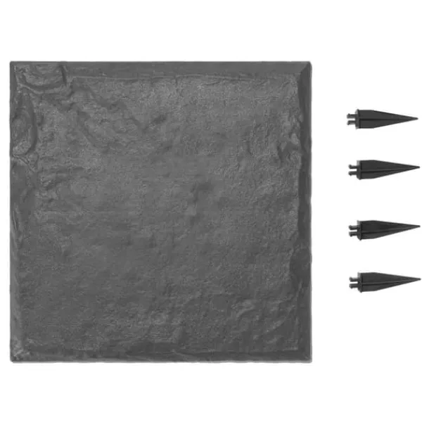 Sale Trädgårdsstenar - Stegstenar/Gångplattor 16-pack 39,5 x 39,5 cm - Med Pålar - Väderbeständig Plast - Slät Yta - För Gräsmatta/Terrass - Grå Trädgårdsstenar & Klivstenar