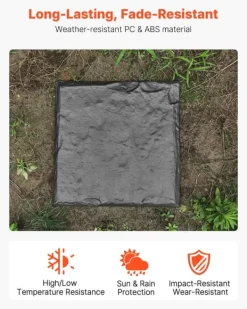 Sale Trädgårdsstenar - Stegstenar/Gångplattor 16-pack 39,5 x 39,5 cm - Med Pålar - Väderbeständig Plast - Slät Yta - För Gräsmatta/Terrass - Grå Trädgårdsstenar & Klivstenar