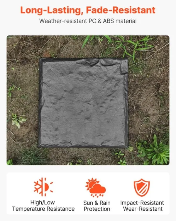 Sale Trädgårdsstenar - Stegstenar/Gångplattor 16-pack 39,5 x 39,5 cm - Med Pålar - Väderbeständig Plast - Slät Yta - För Gräsmatta/Terrass - Grå Trädgårdsstenar & Klivstenar