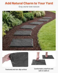 Sale Trädgårdsstenar - Stegstenar/Gångplattor 16-pack 39,5 x 39,5 cm - Med Pålar - Väderbeständig Plast - Slät Yta - För Gräsmatta/Terrass - Grå Trädgårdsstenar & Klivstenar
