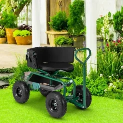 Sale Trädgårdsvagn Scooter, 35,5x24x23,5-27cm, Röd, Svart Stöd Med Hjul, Säten & Knäskydd För Trädgårdsskötsel